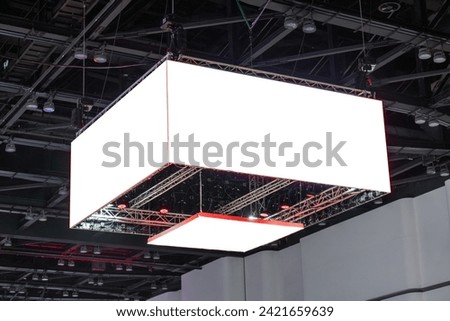 empty blank advertising or light box screen in the event hall, mock up signage text message or media and content frames, wall background display interior