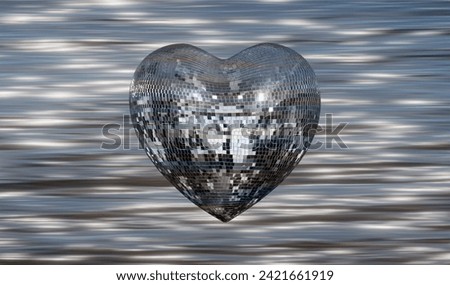 Heart shape Love symbol with Heart Shaped Disco Ball 