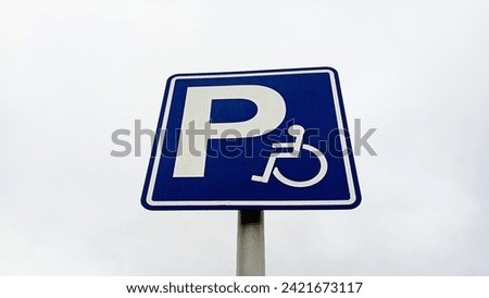 Parkway sign. Parking space for the car, DISABLED PARKING PLACE disabled parking sign. Vector illustration icon