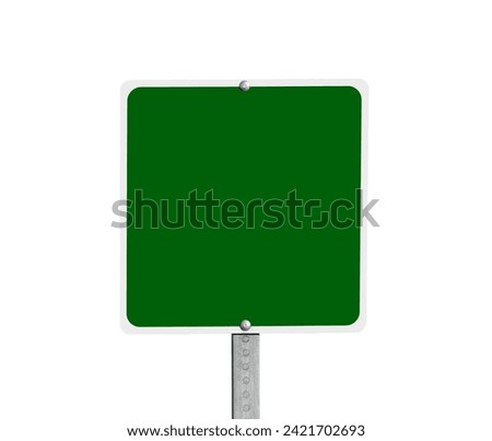Blank green road sign isolated with cut out background