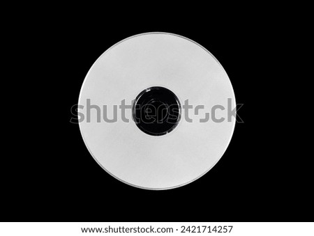 CD on black background. Isolated transparent disk mockup. Clean cover box template.
