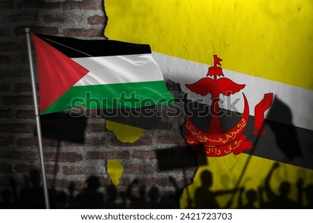Shadows of Palestinian-supporting demonstrators in brunei