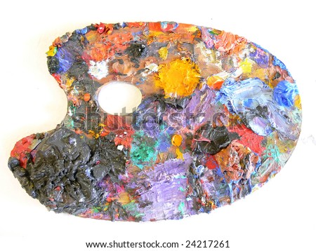 Close up picture of a colored painter palette
