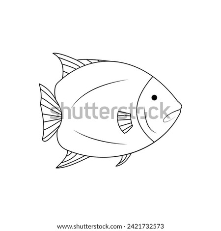 Fish  Continuous one line art outline vector  illustration and tattoo design