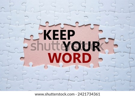 Keep your word symbol. Concept words Keep your word on white puzzle. Beautiful pink background. Business and Keep your word concept. Copy space.