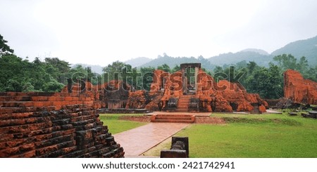 view of the old hindu temple world heritge site near hue city vietnam