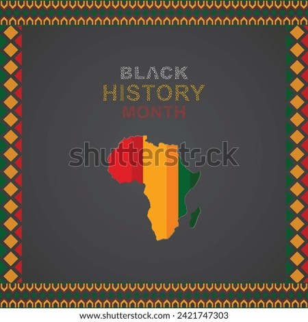 Black History Month poster card, celebrate, vector. Identity concept, flag, pattern | colors. red. green, yellow black,