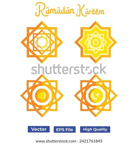 Ramadan Islamic Arabic Golden Ornament Bundle Set Vector Design