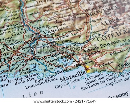 Map of Marseille, France, world tourism, travel destination, world trade and economy