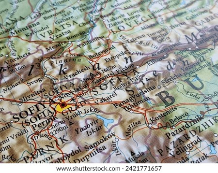 Map of Sofia, Bulgaria, world tourism, travel destination, world trade and economy