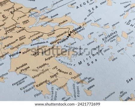 Map of Athens, Greece, world tourism, travel destination, world trade and economy