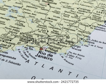 Map of Rio de Janeiro, Brazil, world tourism, travel destination, world trade and economy