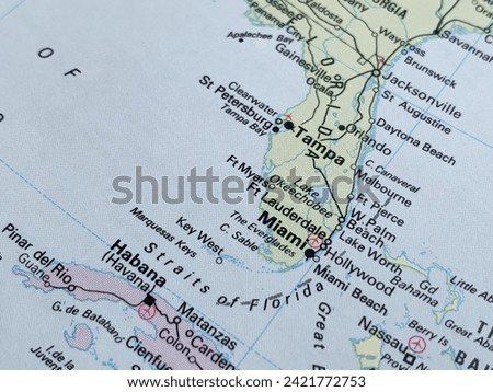Map of Miami, Florida, USA, world tourism, travel destination, world trade and economy