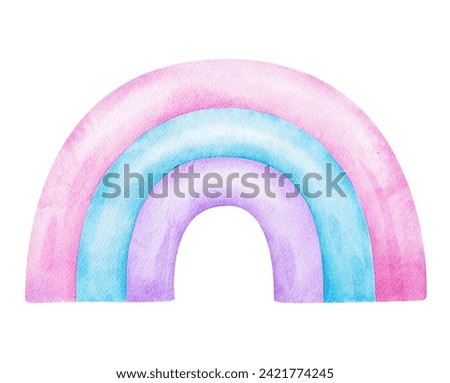 Cute baby Pink Rainbow. Isolated watercolor illustration for logo, kid's goods, clothes, textiles, postcards, poster, baby shower and children's room