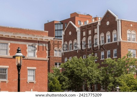 Daytime view of the historic buildings of the Quality Hill neighborhood of downtown Kansas City, Missouri, USA.