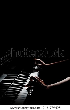 Piano keys. Pianist hands playing keyboard Piano player musical instrument 