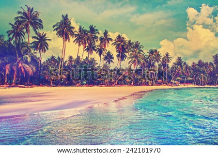 Paradise nature, sea and hotel house on the tropical beach. Royalty-Free Stock Photo #242181970