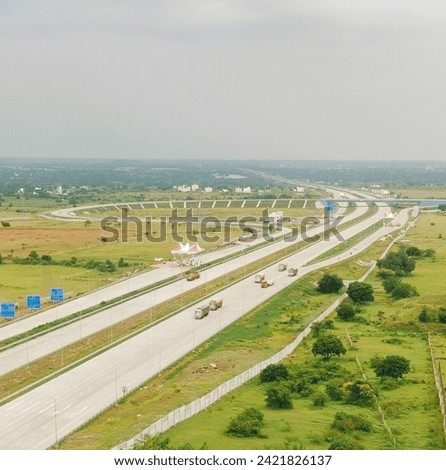 Highway and Road in Natural Green Wide Angle Landscape 
