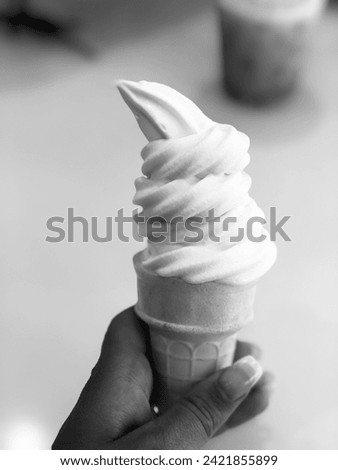 Ice cream with myself in black and white picture 