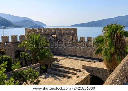 The ancient city fortress of the city of Marmaris. Background with selective focus and copy space for text.