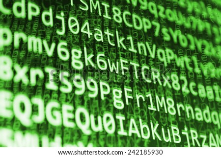 Modern display of data source code. Programming code abstract screen of software developer. Computer script. Green color.