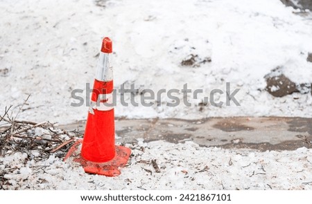construction cone on urban street, symbolizing progress, safety, and infrastructure development