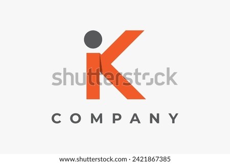 Abstract Logotype Letter K People Logo. Minimal Geometric Shape Human Person isolated one white background. Usable for Business and Teamwork, Care, Man, Body, social, success, kid, Boy Logos