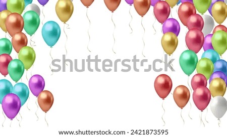 Modern birthday background with balloons Illustration set party balloons, confetti with space for text - vector  Isolated from background. File contains clipping mask and gradient mesh.