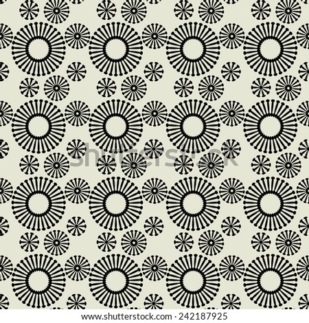 art black graphic geometric seamless pattern, square background with naive circle shapes ornament