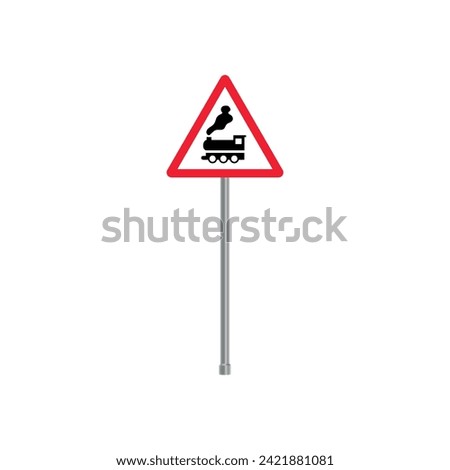 Train Railways Ahead Traffic Sign Stand