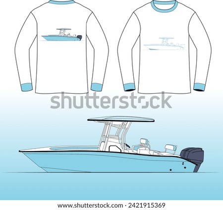 Boat Vector Line Art One Color  T-shirt 