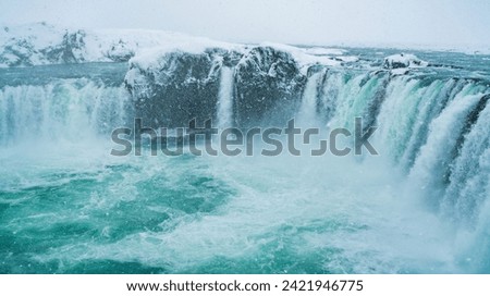 Winter Waterfall Iceland's landmark snow 
