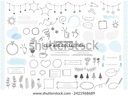 Vector Hand Drawn Clip Art Illustration Set Isolated On A White Background.