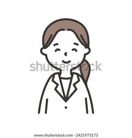 Clip art of woman in white coat smiling