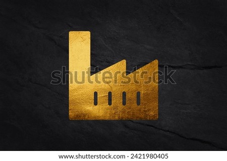 Gold line Factory icon isolated on dark blue background. Industrial building. Vector