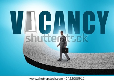 Vacancy concept with road leading to open door