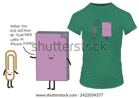 Thank you for keeping me together when I'm falling apart. Papers saying thanks to paper pin. Funny quote vector illustration for tshirt, website, print, clip art poster and print on demand merchandise