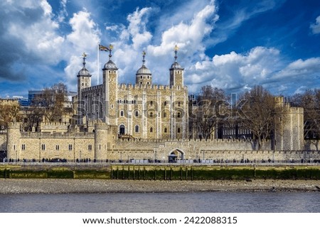 Tower of London, seen from the south bank of the River Thames Royalty-Free Stock Photo #2422088315