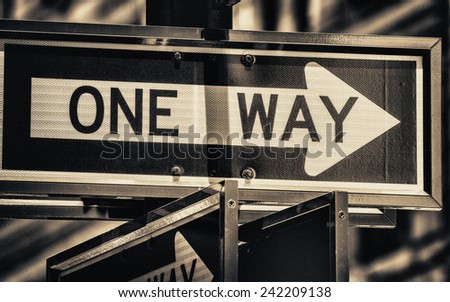 One Way street sign in New York.