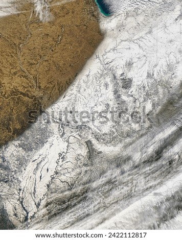 Snow in the Midwest. . Elements of this image furnished by NASA.