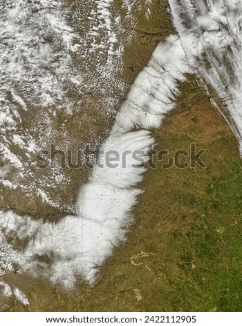 Spring snow across the southern Great Plains morning overpass. Spring snow across the southern Great Plains morning overpass. Elements of this image furnished by NASA.