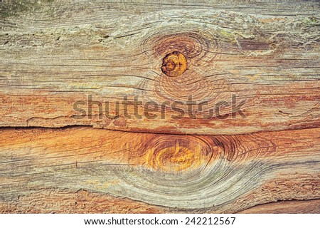 old wooden planks with knots on rural background