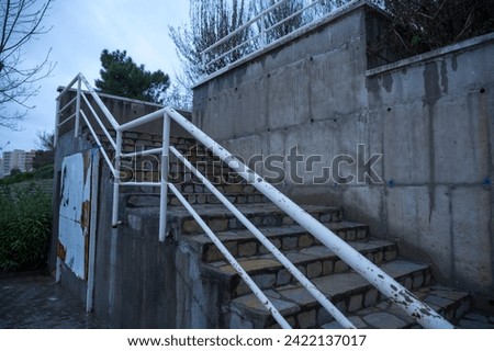 concrete stairs, marble stairs stock photo