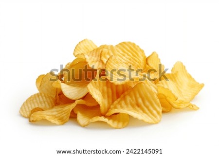Ridged potato chips isolated on white background with clipping path Royalty-Free Stock Photo #2422145091