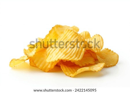 Ridged potato chips isolated on white background with clipping path Royalty-Free Stock Photo #2422145095