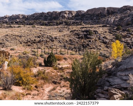 USA, State of Utah. Grand County. Mill Canyon Dinosaur Trail, near Moab. This is an outdoor museum maintained by the Bureau of Land Management, and is completely open to visitors.  Royalty-Free Stock Photo #2422157379