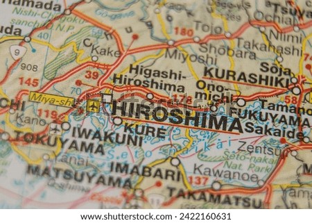 Hiroshima City map with road network close up