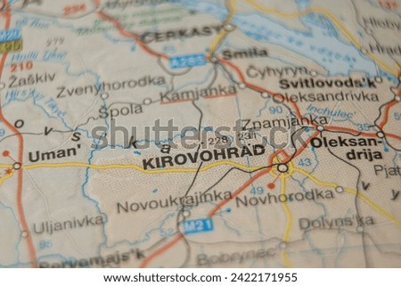 Kirovohrad City map with road network close up