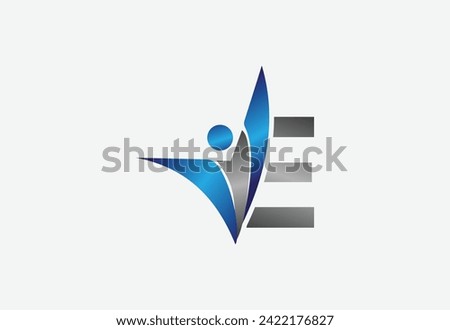Creative latter E with man unity combination icon logo