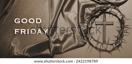 Banner for Good Friday with cross and crown of thorns